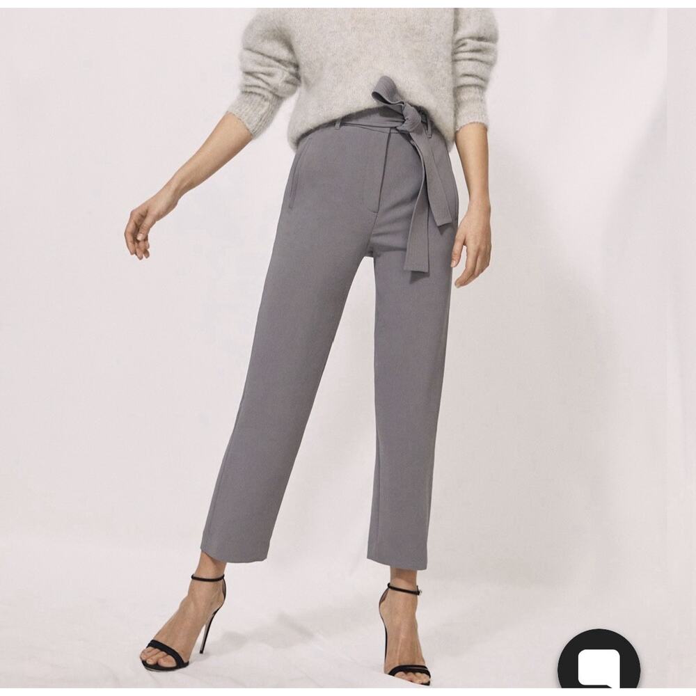 Wilfred Aritzia Gray Tie Waist Pants Size 2 Wide Leg High Rise Trouser
